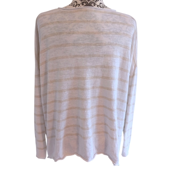 Eileen Fisher Organic Linen Blend Striped Sweater Women's M Fisherman Mature - Picture 6 of 14